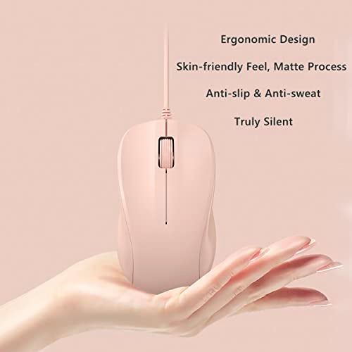 CORN USB Silent Wired Computer Mouse with Easy Click for Office and Home, 1200DPI, Premium and Portable, Compatible with Windows PC, Laptop, Desktop, Notebook (Pink) - Image 5