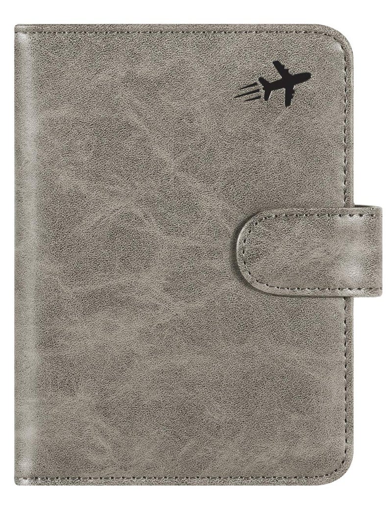 PASCACOO Passport Holder Cover Wallet RFID Blocking Leather Card Case Travel Accessories for Women Men (#Grey) - Image 1