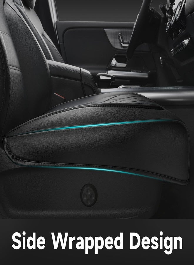 CAR PASS® 2PCs Leather Bottom Car Seat Covers, Luxury Seat Covers Front Only, Waterproof & Anti-Slip Seat Protectors Auto Seat Cushion Universal Fit for Cars Sedans SUVs Trucks, Black - Image 4