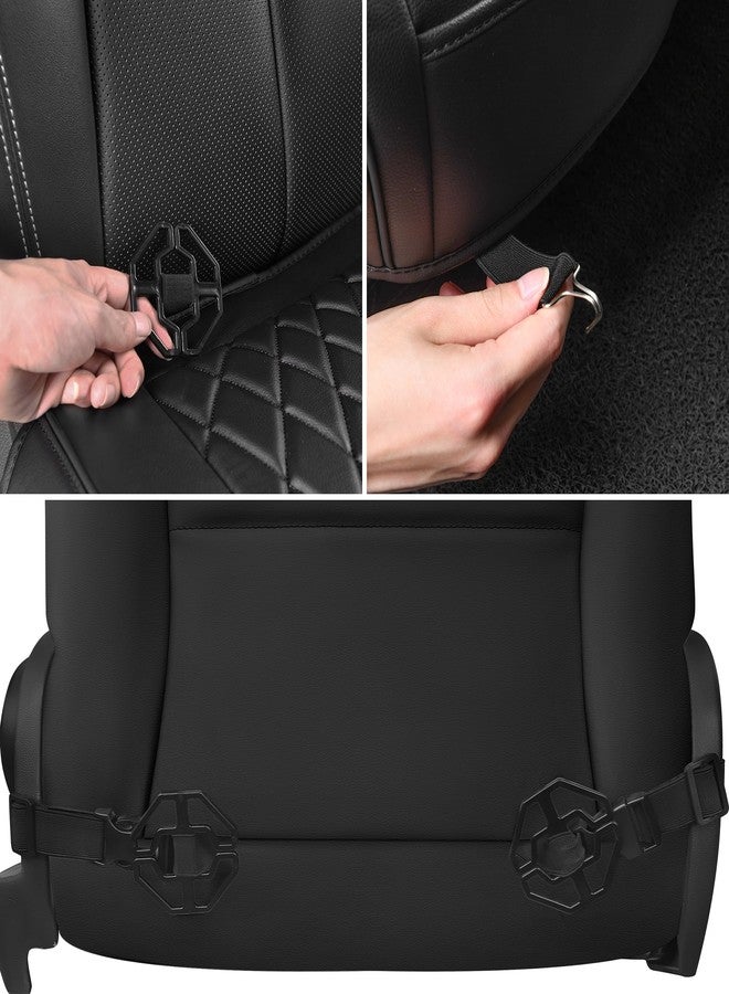 CAR PASS® 2PCs Leather Bottom Car Seat Covers, Luxury Seat Covers Front Only, Waterproof & Anti-Slip Seat Protectors Auto Seat Cushion Universal Fit for Cars Sedans SUVs Trucks, Black - Image 5