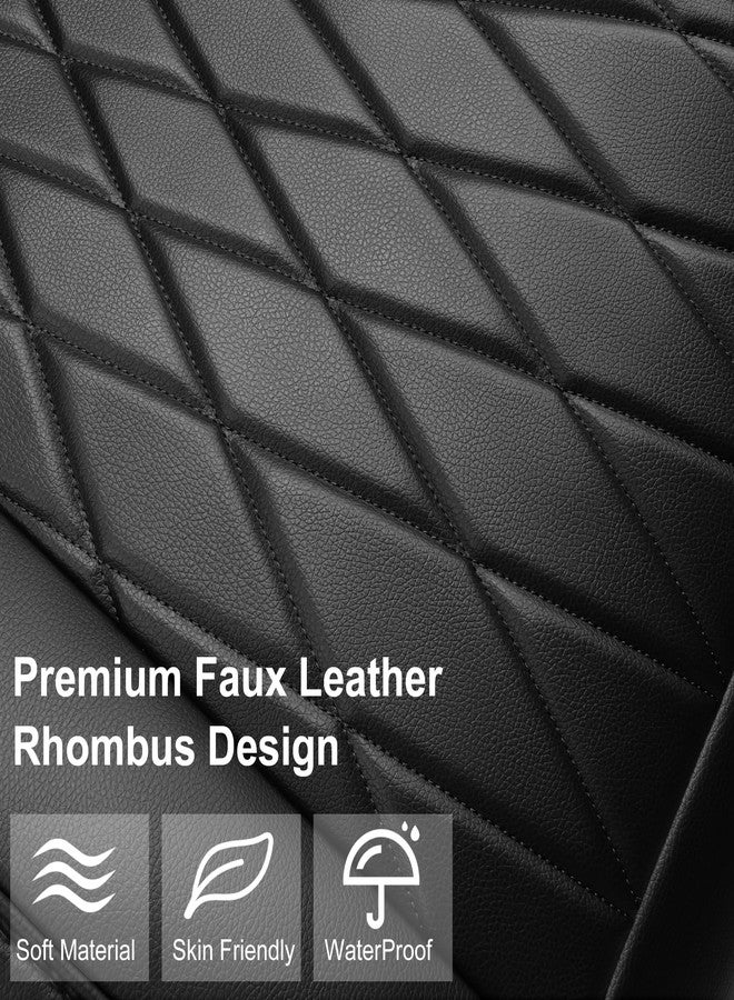 CAR PASS® 2PCs Leather Bottom Car Seat Covers, Luxury Seat Covers Front Only, Waterproof & Anti-Slip Seat Protectors Auto Seat Cushion Universal Fit for Cars Sedans SUVs Trucks, Black - Image 2