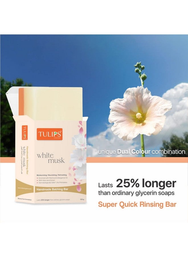 Tulips Moisturizing Nourishing Refreshing Handmade Bathing Bar Soap With White Musk (Pack Of 6) - Image 3