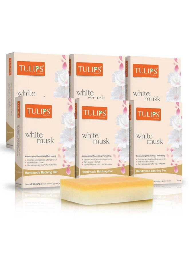 Tulips Moisturizing Nourishing Refreshing Handmade Bathing Bar Soap With White Musk (Pack Of 6) - Image 1
