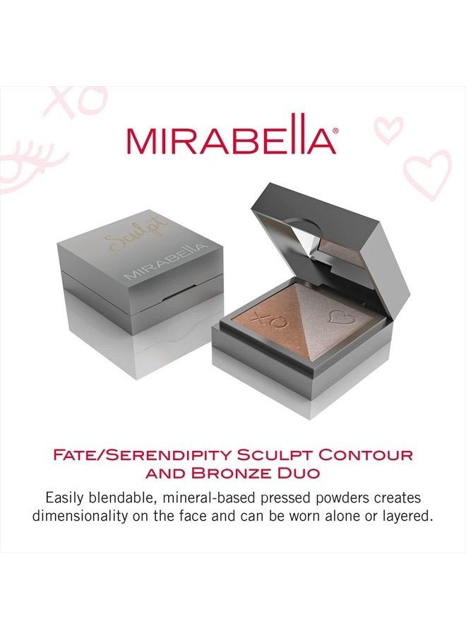 Mirabella - Sculpt Contour and Bronzer Duo, Fate/Serendipity - Blendable, Mineral-Based Pressed Powders, Matte & Shimmer Shades - Sculpt & Define with Bronzing, Highlighting & Illuminating Colors - Image 1