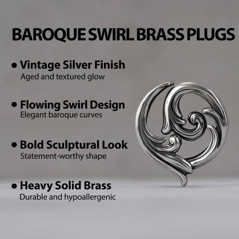 ERKUOO 2PCS Gothic Baroque Occult Ear Tunnels 6mmâ€“25mm Swirl Cross Eye Plugs Gauges Double Flare Saddle Stretching Piercing Jewelry for Women Men Alternative Fashion - Image 2