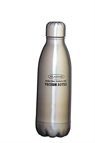Atlasware Stainless Steel Vacuum Insulated Water Bottle | Durable BPA-Free Leakproof Double Wall Hot and Cold Tea Thermos Flask for Office, School, Gym, Travel, Home and Kitchen Use (Grey, 500ml) - Image 1