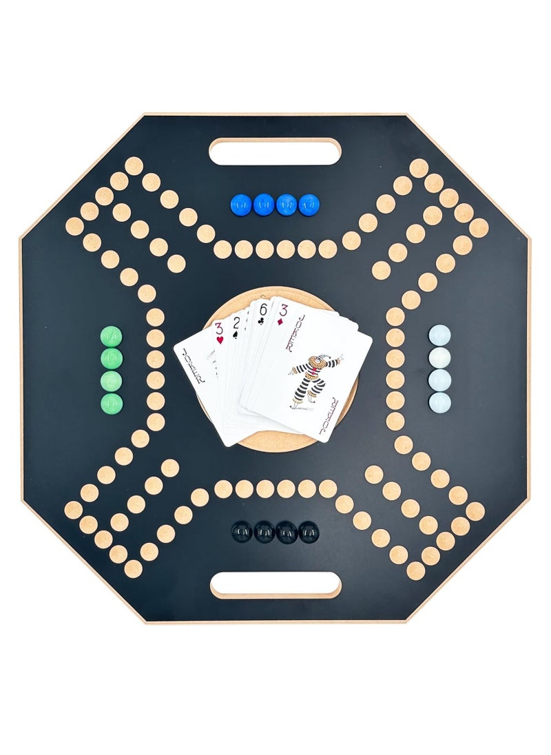 Jackaroo Board Game - Wooden Board - Sophisticated, Competitive and Fun Game for 2-4 Players, Playing Cards for All Games  - Image 1