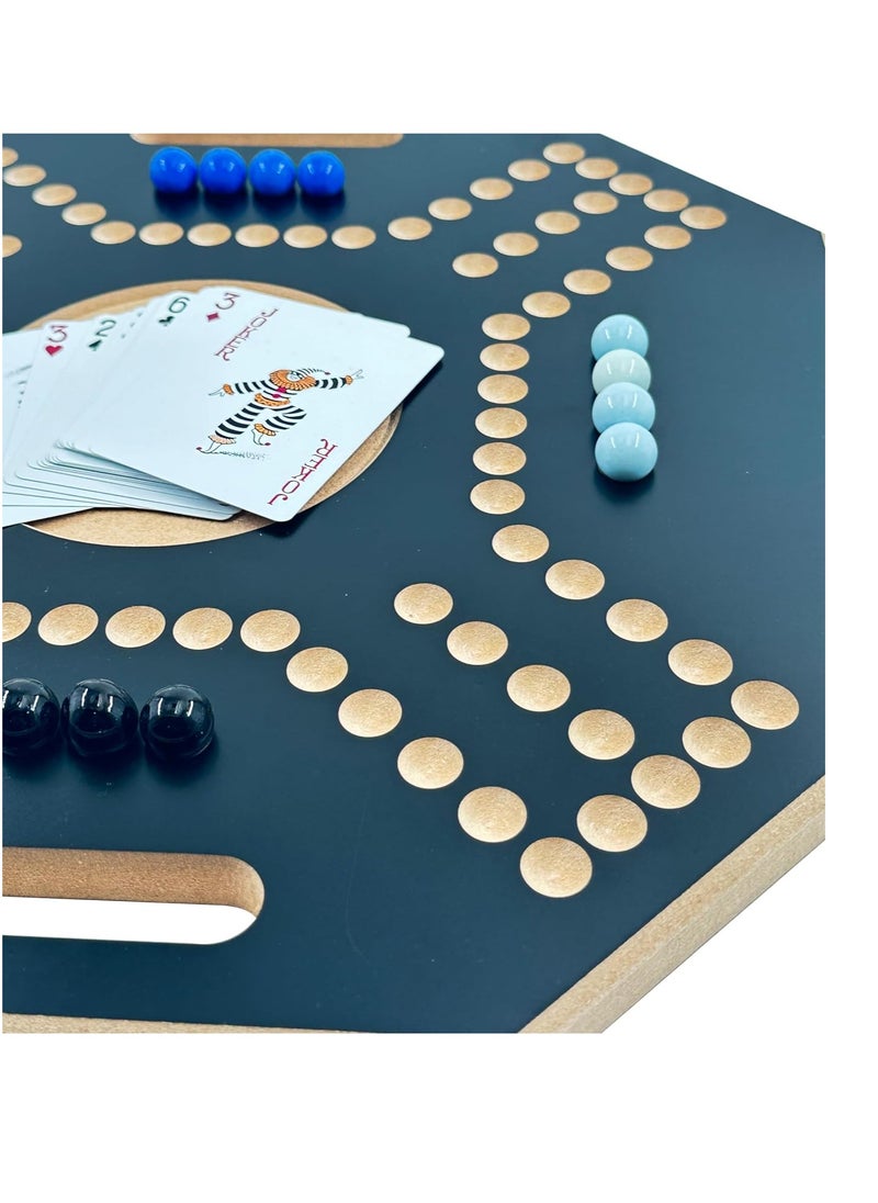 Jackaroo Board Game - Wooden Board - Sophisticated, Competitive and Fun Game for 2-4 Players, Playing Cards for All Games  - Image 3