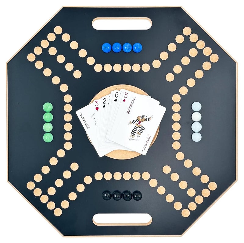 Jackaroo Board Game - Wooden Board - Sophisticated, Competitive and Fun Game for 2-4 Players, Playing Cards for All Games-Board games - Board games - Group games-Children's games - Adult games - Intelligence games - Image 1