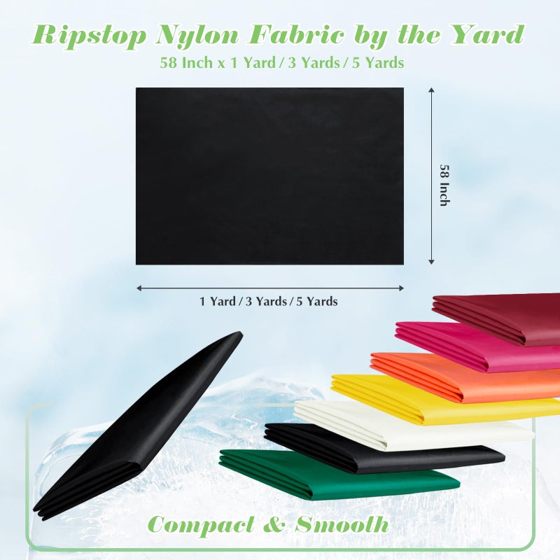 RUDONG M Ripstop Nylon Fabric by The Yard, 1 Yard x 58 Inch Wide Black Polyester Fabric, Waterproof Fabric for Outdoor Clothing, Sewing, Kite, Flag, DIY Crafts - Image 4
