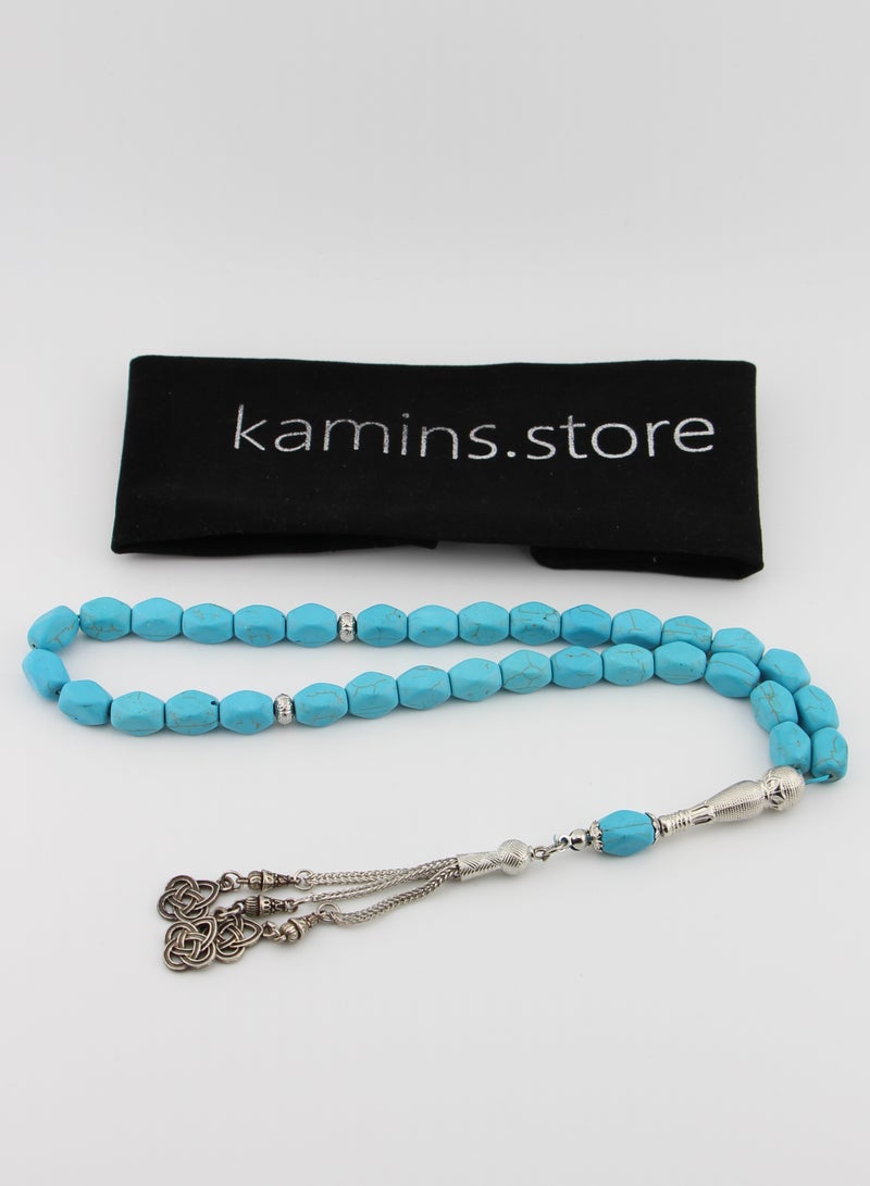 Kamins Collection Hexagonal Turquoise Misbaha - Image 1