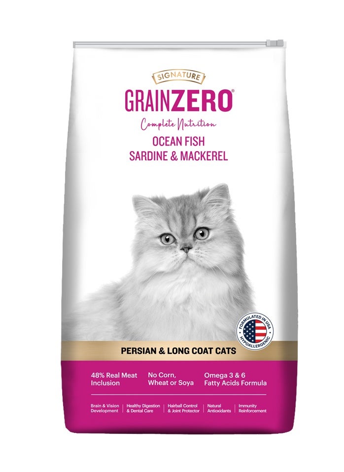 Grain Zero Premium Persian Adult Dry Cat Food  Ocean Fish  Sardine & Mackerel 1.2Kg  - Image 1