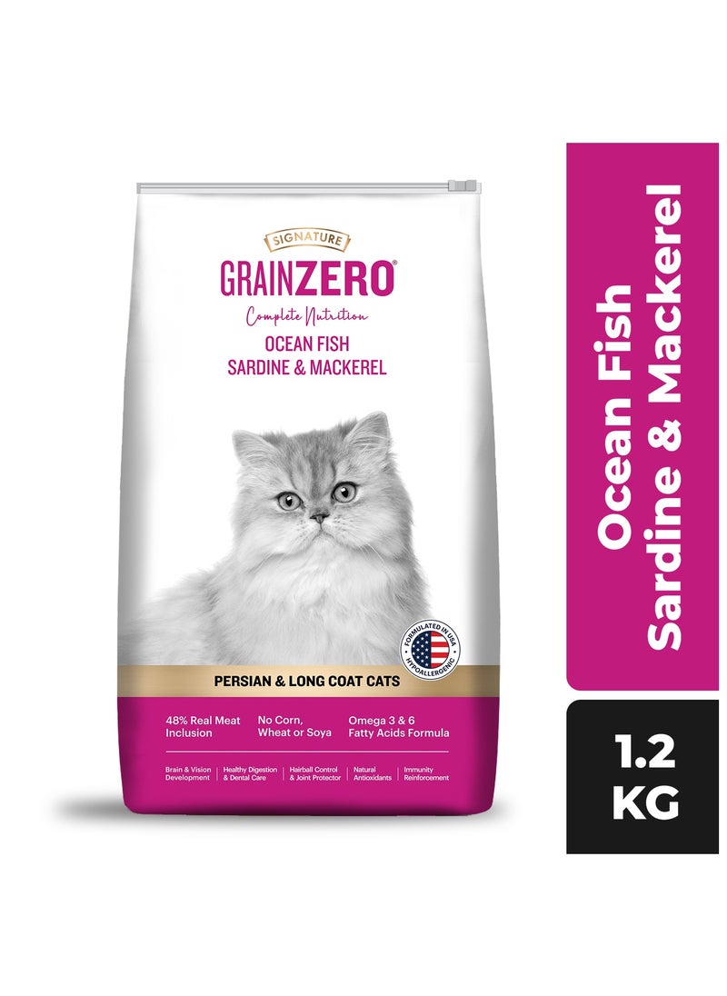 Grain Zero Premium Persian Adult Dry Cat Food  Ocean Fish  Sardine & Mackerel 1.2Kg  - Image 3