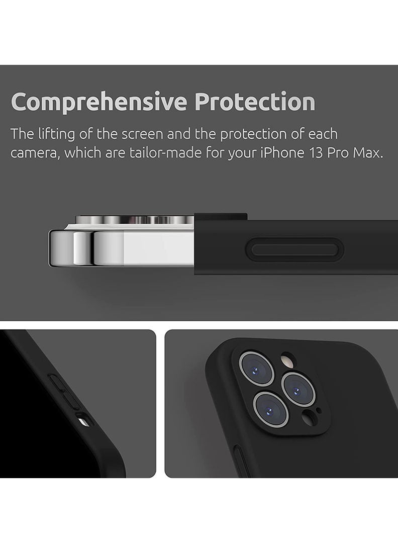 Theodor Protective Slim Fit Case Liquid Silicone Cover with Full Body Protection Anti-Scratch Shockproof Case For iPhone 13 Pro Max Black  - Stocks Market copy - Image 2