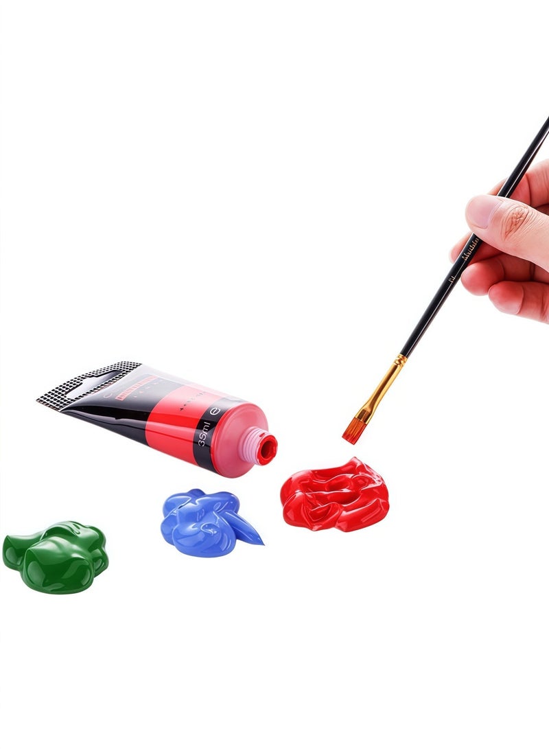 Professional acrylic paint set, 12 basic colors (35 ml/1.18 oz) in tubes, suitable for canvas, rocks, stone, wood, fabric and other materials. Art supplies. - view 4