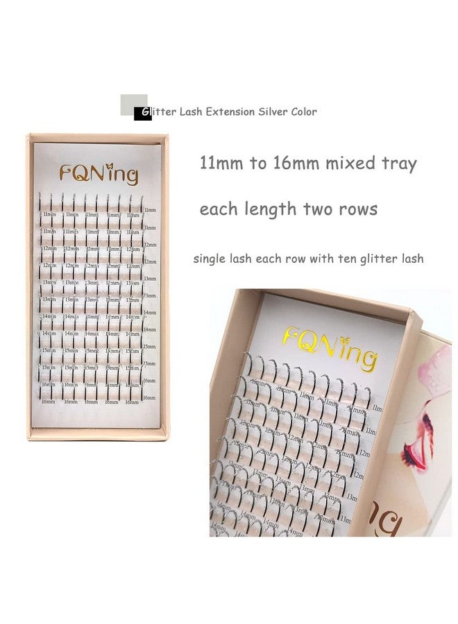 FQNing Glitter Lash Extensions Silver Colored Single Lash Spike Eyelash Extension For Daily Party Wedding 11Mm16Mm Mixed(Silver) - Image 4