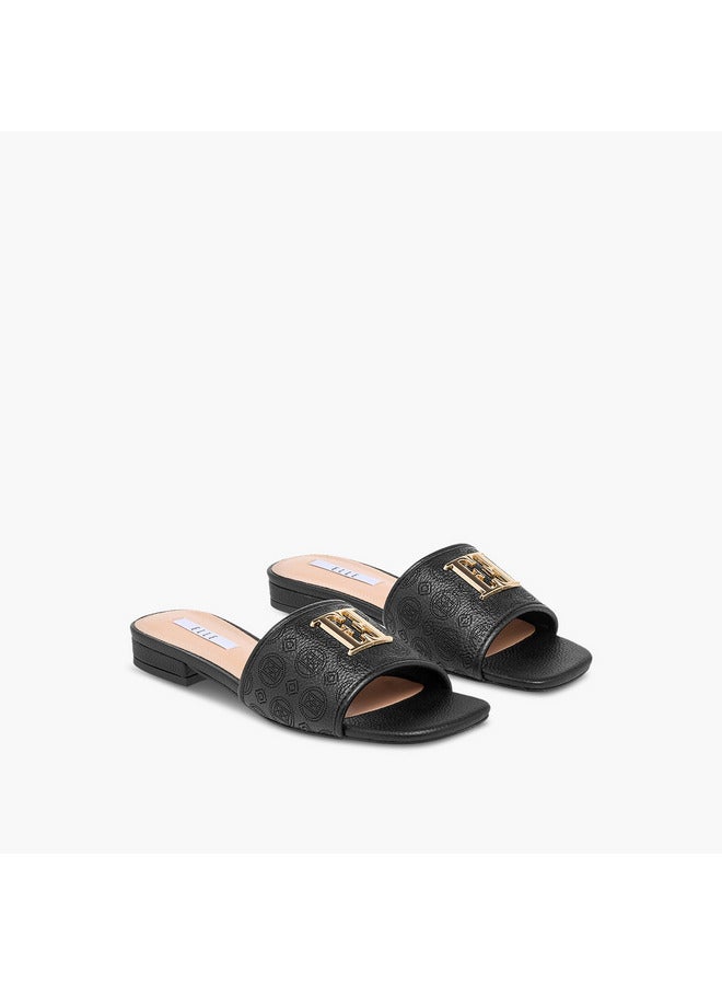 ELLE Women's Laser Cut Detail Slip-On Flat Sandals - Image 1