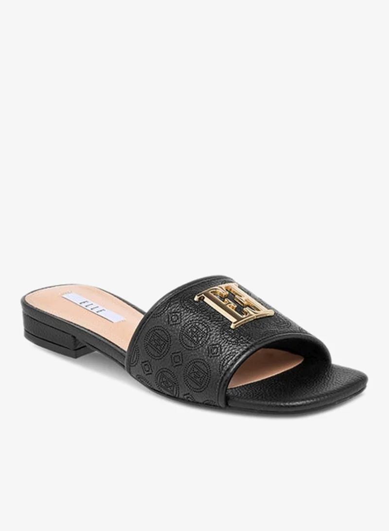 ELLE Women's Laser Cut Detail Slip-On Flat Sandals