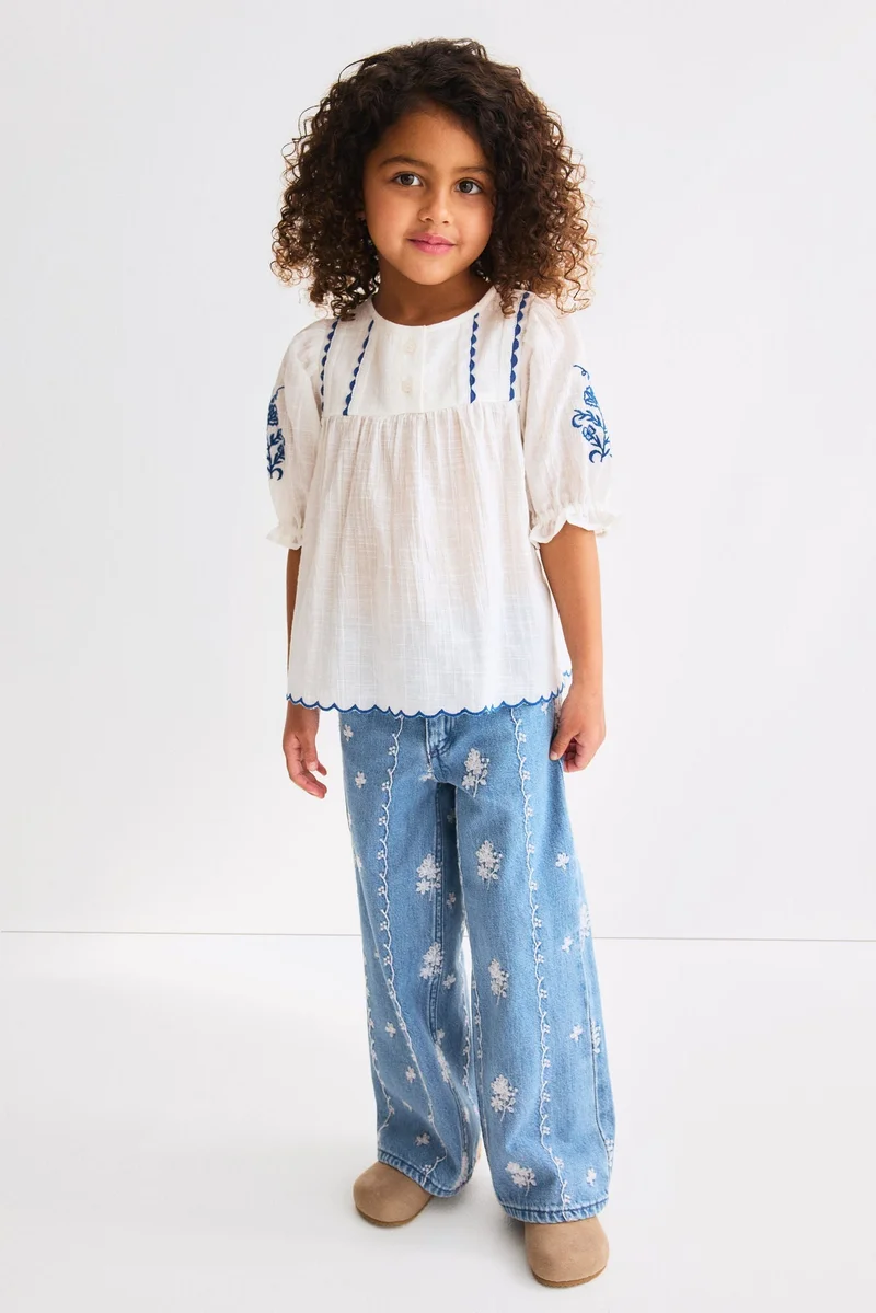 H&M Embroidered cotton blouse