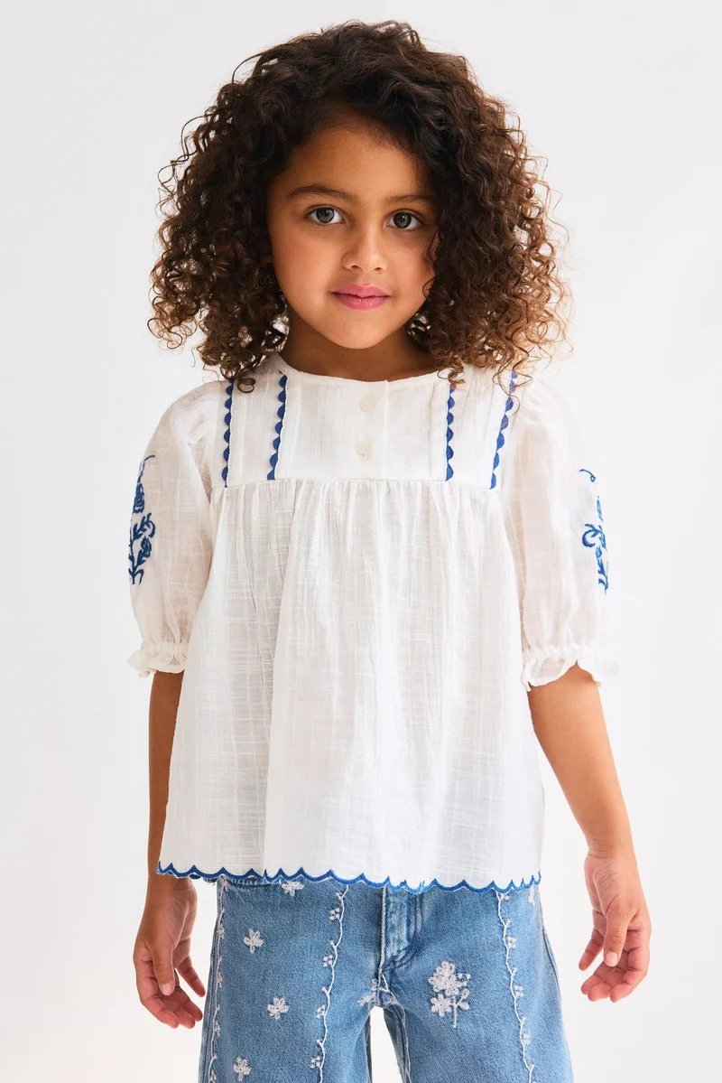 H&M Embroidered cotton blouse