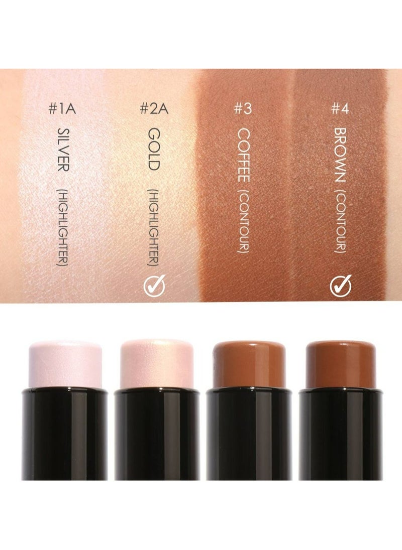 FOCALLURE - Set of Face Highlighter & Contour Stick + Skin Evolution Liquid Foundation -#4 Natural - Image 1
