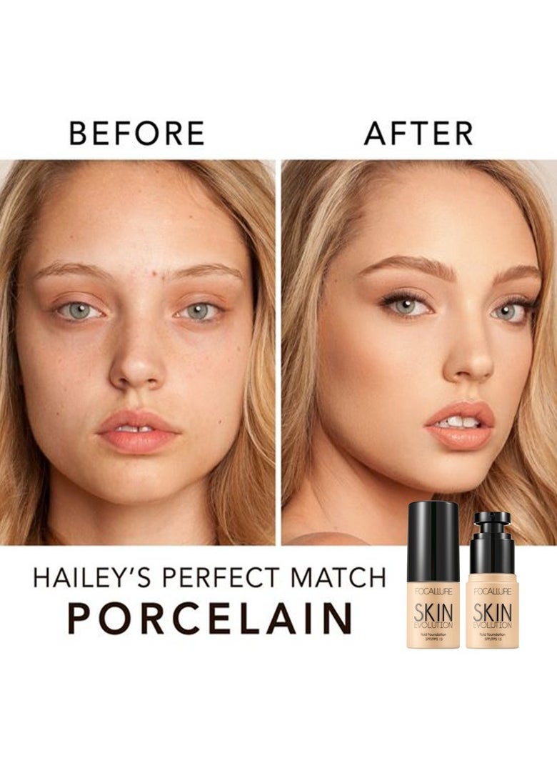 FOCALLURE - Set of Face Highlighter & Contour Stick + Skin Evolution Liquid Foundation -#4 Natural - Image 1