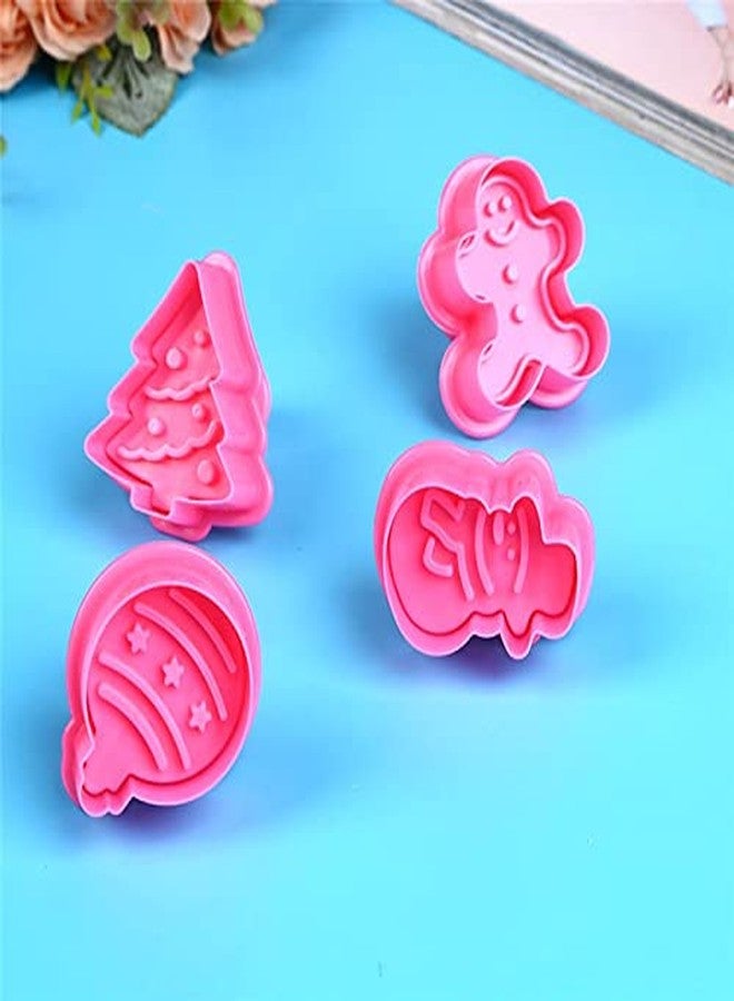 Marhaba traders Mini3DChristmas Cookie Cutters Set, Christmas Holiday Fondant Biscuit Pastry CookieCutterStamp,XmasSpring-Loaded HandleCutterShape withSanta,Christmastree, Bell,GingerbreadMan(4 PCS) - Image 4