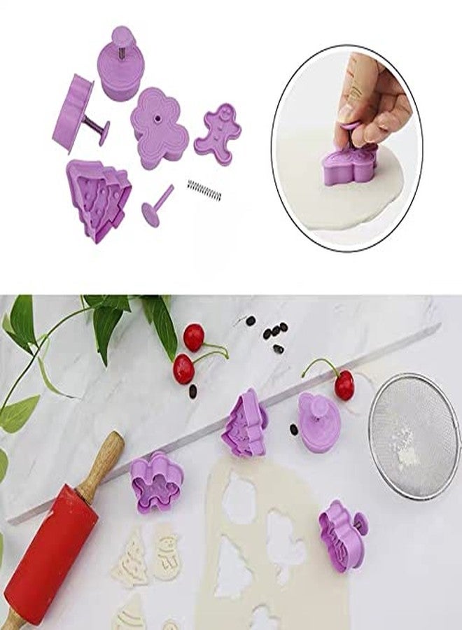 Marhaba traders Mini3DChristmas Cookie Cutters Set, Christmas Holiday Fondant Biscuit Pastry CookieCutterStamp,XmasSpring-Loaded HandleCutterShape withSanta,Christmastree, Bell,GingerbreadMan(4 PCS) - Image 2