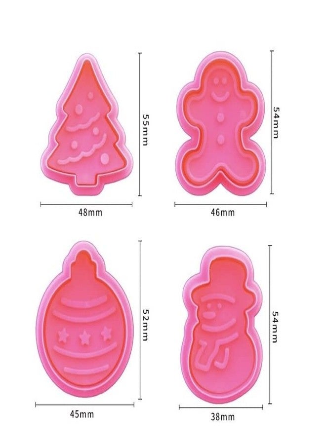 Marhaba traders Mini3DChristmas Cookie Cutters Set, Christmas Holiday Fondant Biscuit Pastry CookieCutterStamp,XmasSpring-Loaded HandleCutterShape withSanta,Christmastree, Bell,GingerbreadMan(4 PCS) - Image 3
