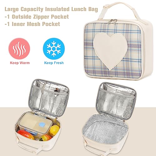 ACESAK Backpack for Girls - Bookbag Backpacks Schoolbag for Girls Kids Teen Women Casual Travel Daypacks - School Bag Elementary Middle School College Cute Backpack with Lunch Box (Beige) - Image 4