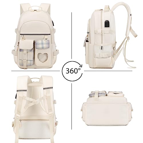 ACESAK Backpack for Girls - Bookbag Backpacks Schoolbag for Girls Kids Teen Women Casual Travel Daypacks - School Bag Elementary Middle School College Cute Backpack with Lunch Box (Beige) - Image 5