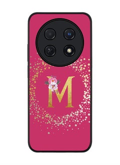 Stylizedd Rugged Black edge case for Huawei nova 12i 4G, Slim fit Soft Cover - Custom Monogram Initial Letter Floral Pattern Alphabet - M ( Deep Pink Rose)  - Image 1