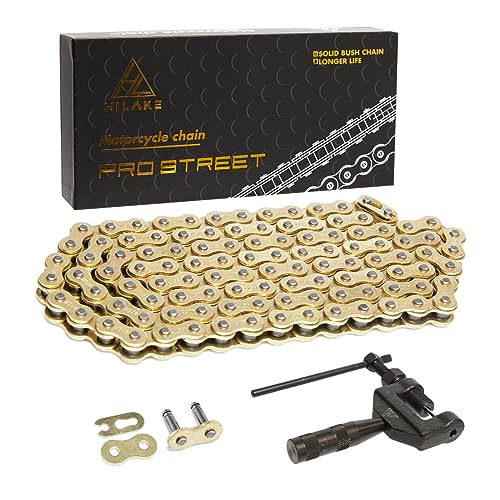 HILAKE 415 Motorcycle Chain 110 Links Non O-Ring with Connecting Master Link and Chain Breaker Heavy Duty Drive Chain for Motorcycle Bicycle Go Kart Mini Trail Bike - Image 1