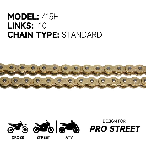 HILAKE 415 Motorcycle Chain 110 Links Non O-Ring with Connecting Master Link and Chain Breaker Heavy Duty Drive Chain for Motorcycle Bicycle Go Kart Mini Trail Bike - Image 2