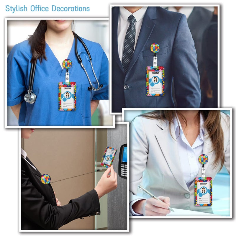 Mcapirivo ID Badge Holder with Breakaway Lanyard, Lanyards for ID Badges Name Tags ID Card Holder, Cute Badge Reel Badge Clip Retractable, Autism Awareness Gifts - Image 3