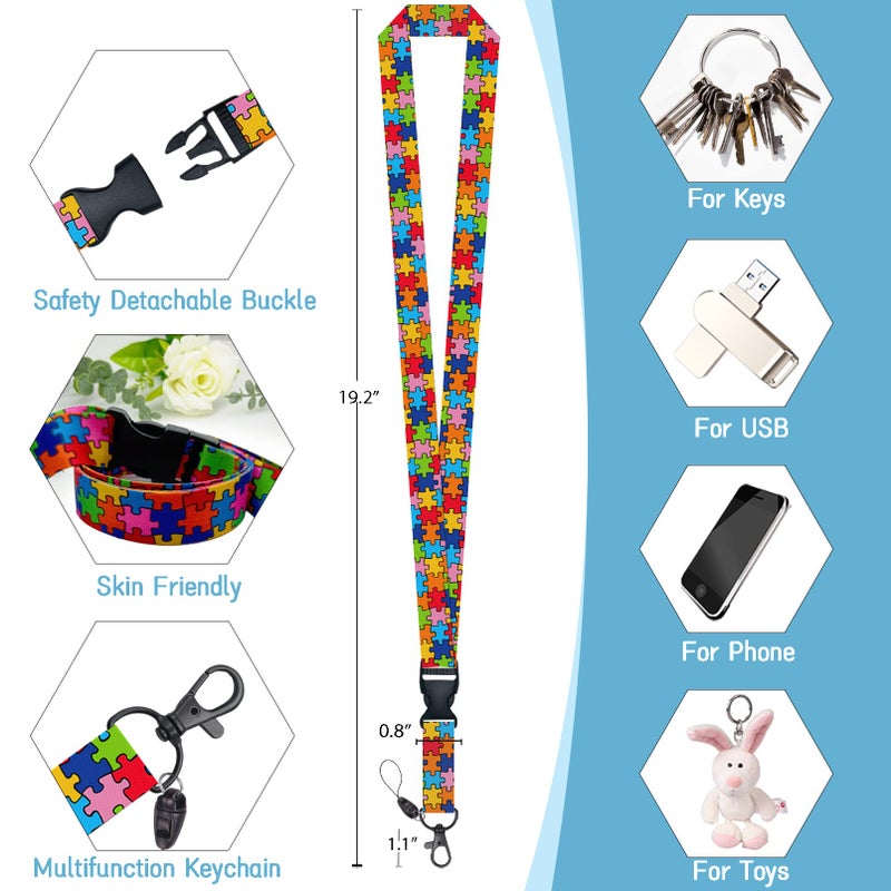 Mcapirivo ID Badge Holder with Breakaway Lanyard, Lanyards for ID Badges Name Tags ID Card Holder, Cute Badge Reel Badge Clip Retractable, Autism Awareness Gifts - Image 5