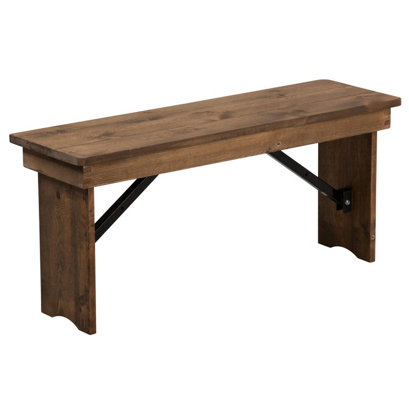 Flash Furniture Flash Furniture Hercules Series 40 x 12 Commercial Grade Rustic Solid Pine Folding Bench Antique Farmhouse Dining Bench Seats up to 2 Adults 