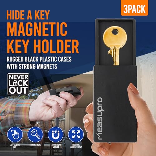 MeasuPro Magnetic Key Holder for Car - 3 Pack - 1 Size - Car Key Hider & More - Strong Magnets - Rugged Black Plastic Cases - Image 3