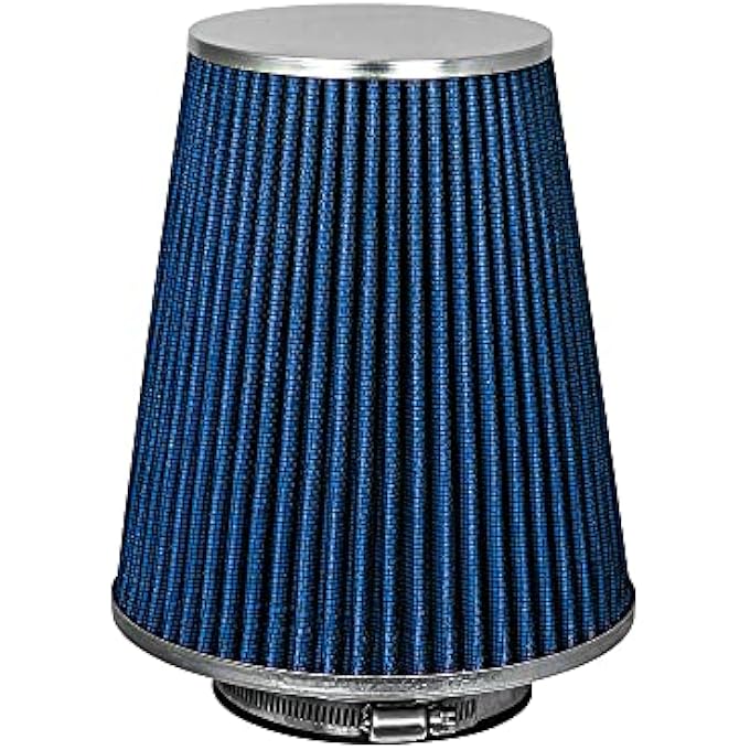 Mortar Aftermarket Auto Air Filter - Car Enthusiast Class Universal Cold Air Intake Gulps in More Air for More Engine Power & Passionate Induction Sound, 8-In-Long, Flange ID 4 In, Blue - Image 1
