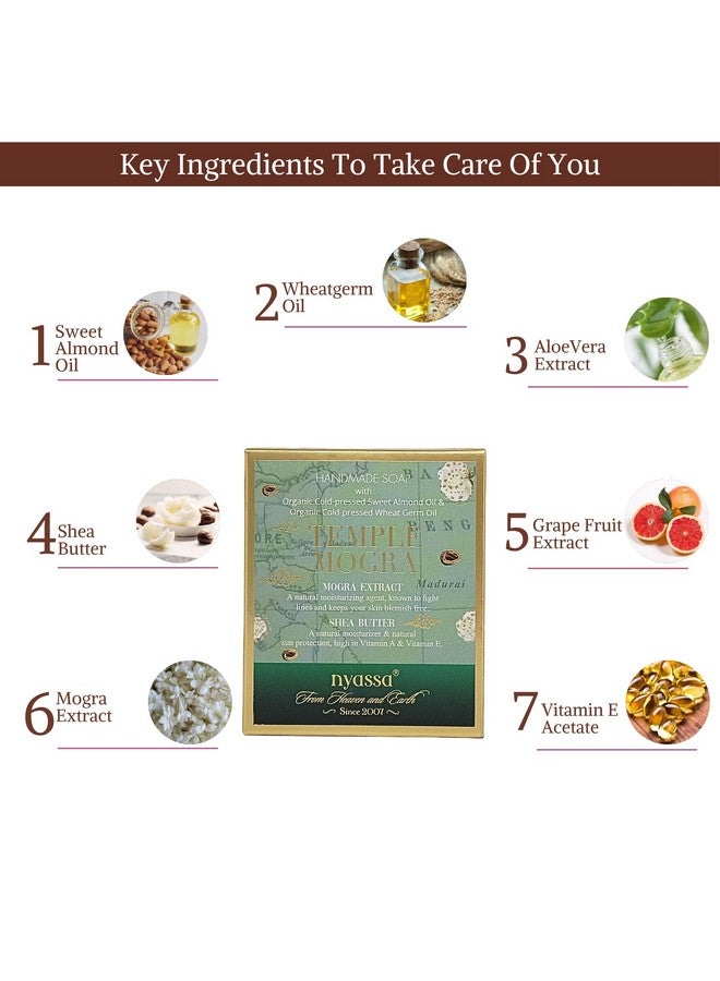 Nyassa Temple Mogra Natural Bathing Handmade Soap | Mogra Extract & Shea Butter | All Skin Type 150gm - Image 4