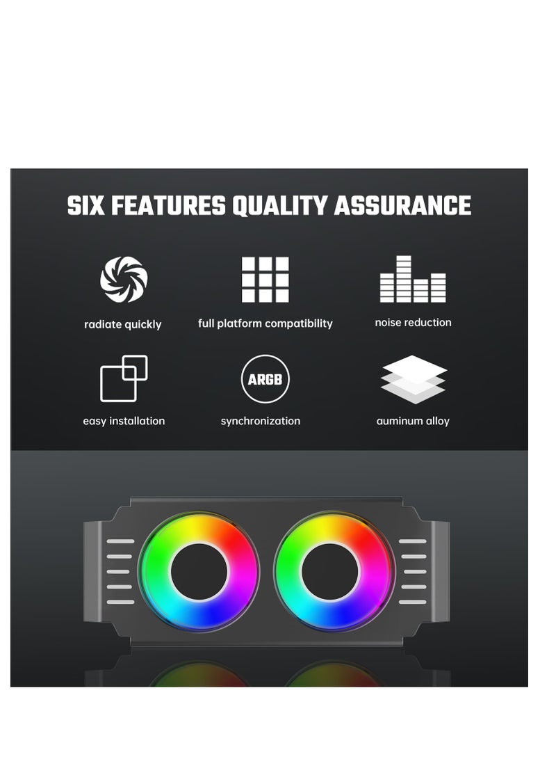 Excefore Memory RAM Cooling Fan with 5v/3-Pin ARGB Light Effect Memory Cooler for DIY PC Gaming, Backplate Memory Radiator, Aluminum Heatsink Cooler, Black - Image 4