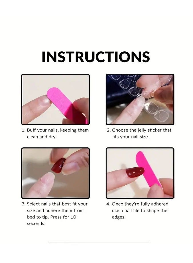 ORiTi 24pcs Pink Press On Nails, Medium Square Fake Nails With French White Stripe Design, Glossy Full Cover False Nails For Women And Girls - Image 2