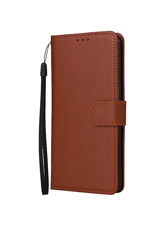 HuHa HuHa Case Cover Compatible For Infinix Hot 10i Multifunctional Horizontal Flip Leather Case with Three Card Slot Brown  - Image 2