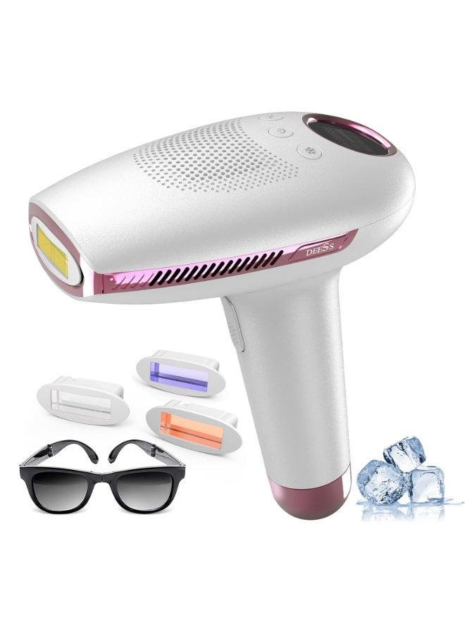 DEESS GP591 3IN1 Unlimited Flashes Laser Hair Removal, IPL Permanent Hair Removal Device with Ice Cooling Function, Home Laser Hair Remover For Women & Men, Painless, Long-lasting Reduction Results For Armpits Leg Arm Back Whole Body, 3 Replaceable Lamps(HR+AC+SR) pink - Image 1
