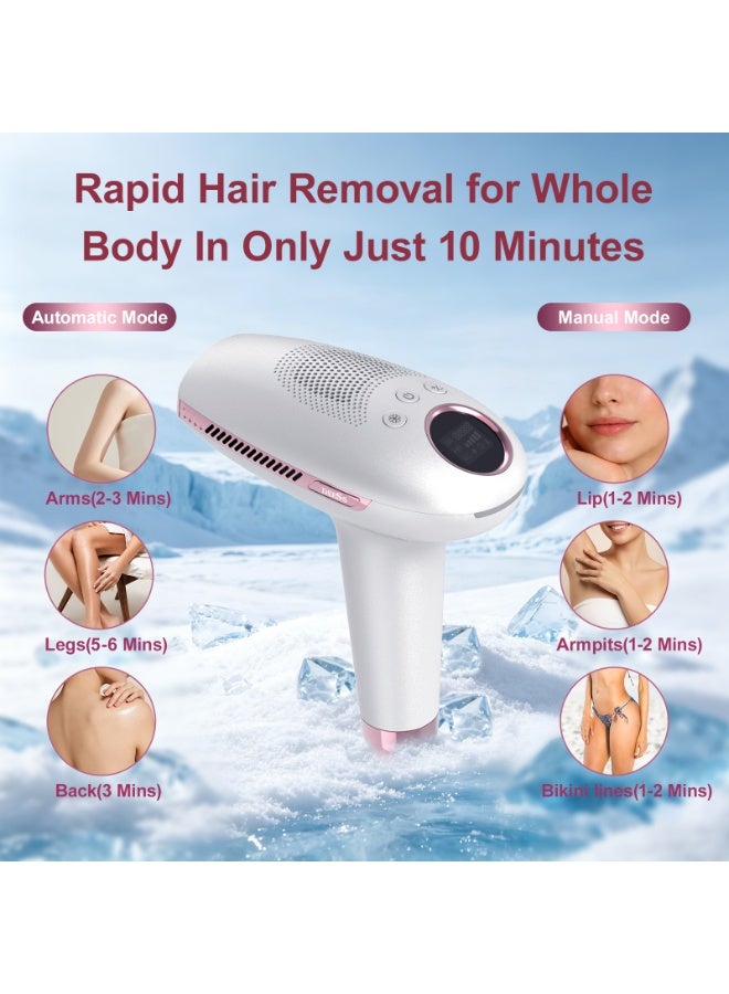 DEESS GP591 3IN1 Unlimited Flashes Laser Hair Removal, IPL Permanent Hair Removal Device with Ice Cooling Function, Home Laser Hair Remover For Women & Men, Painless, Long-lasting Reduction Results For Armpits Leg Arm Back Whole Body, 3 Replaceable Lamps(HR+AC+SR) pink - Image 5