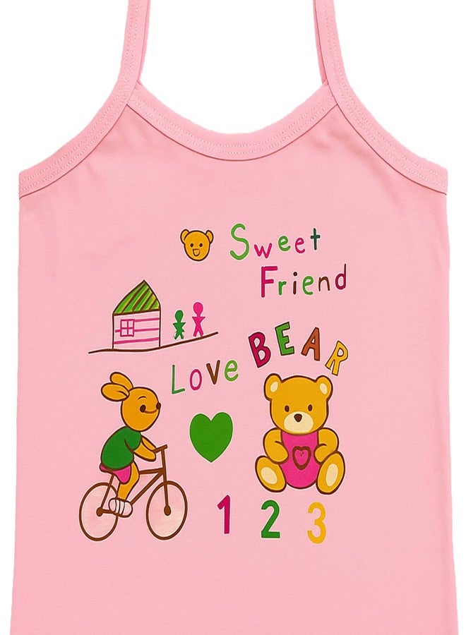 معرف com لهذا التطبيق هو قميص داخلي قطني بدون أكمام مطبوع عليه دب لطيف من كيدبيا® للرضع والأطفال الصغار (1-2 سنة، وردي) - Image 5