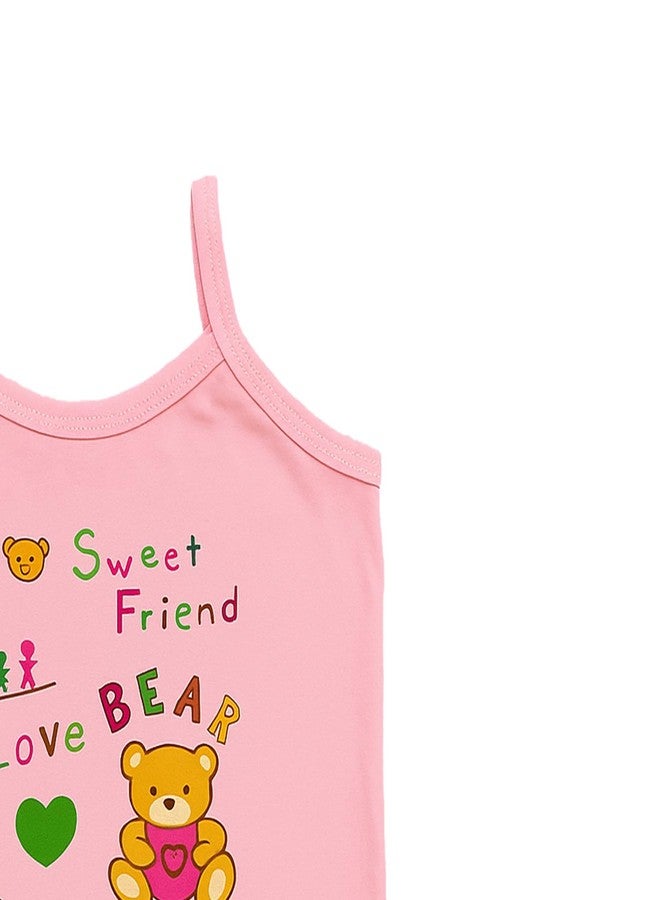 معرف com لهذا التطبيق هو قميص داخلي قطني بدون أكمام مطبوع عليه دب لطيف من كيدبيا® للرضع والأطفال الصغار (1-2 سنة، وردي) - Image 4