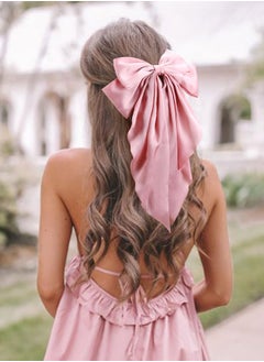 BTFMEI 4 Pieces Silky Satin Ribbon Hair Clip, Bow French Large Long Tail Hair Ribbo Barrettes Metal Clips, Bowknot Aesthetic for Women, Girls and Teens (Purple+white+pink+yellow)  - Image 3