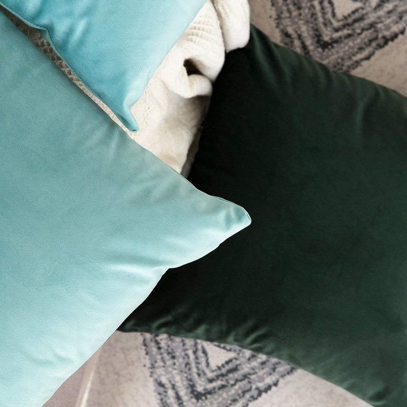 Khooti Velvet Cushion Cover, 30x30 | Teal Green | Pack of 2 | Solid Plain Soft & Smooth, Decorative Cushion Covers for Living Room, Bedroom, Couches, Chairs, Sofas, Beds & Home Decor - Image 4