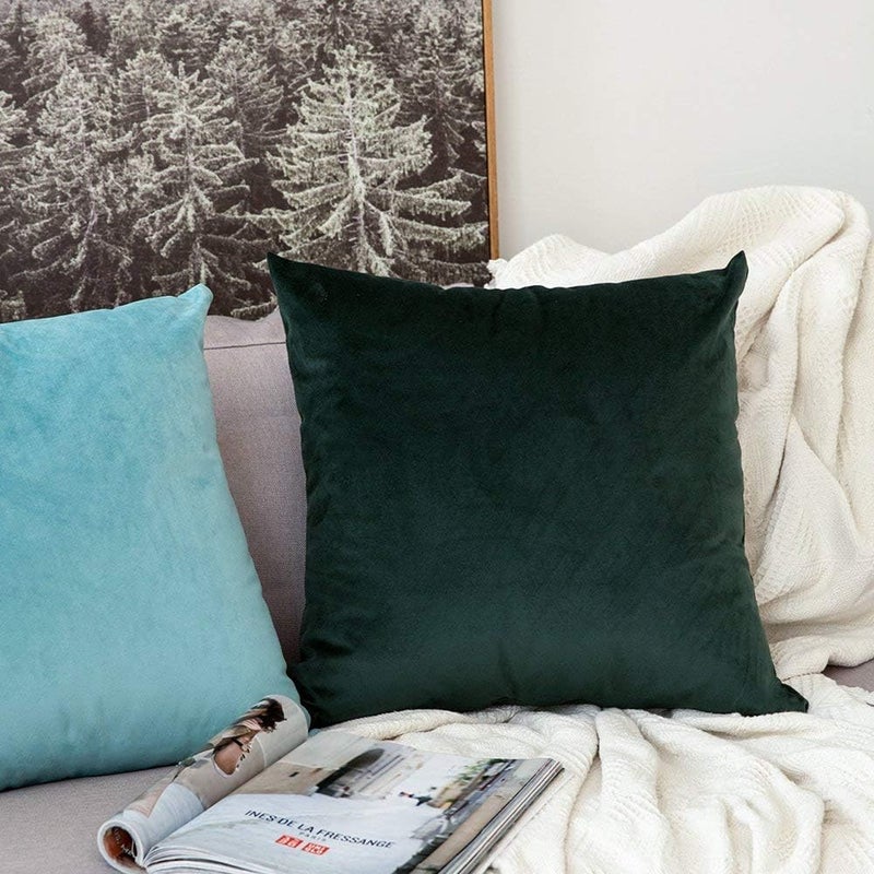Khooti Velvet Cushion Cover, 30x30 | Teal Green | Pack of 2 | Solid Plain Soft & Smooth, Decorative Cushion Covers for Living Room, Bedroom, Couches, Chairs, Sofas, Beds & Home Decor - Image 5